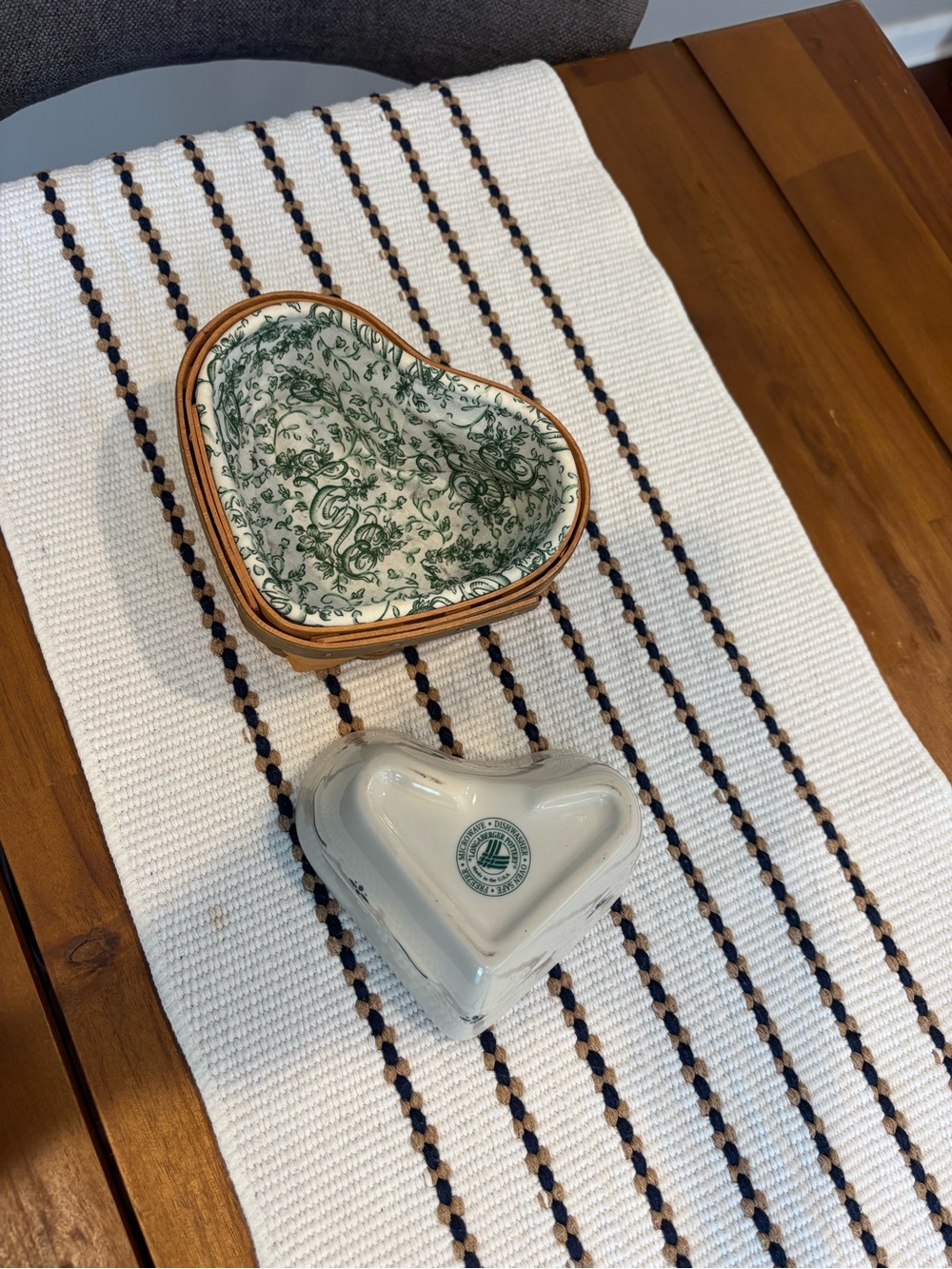 Vintage Longaberger Heart Shaped Basket And Dish